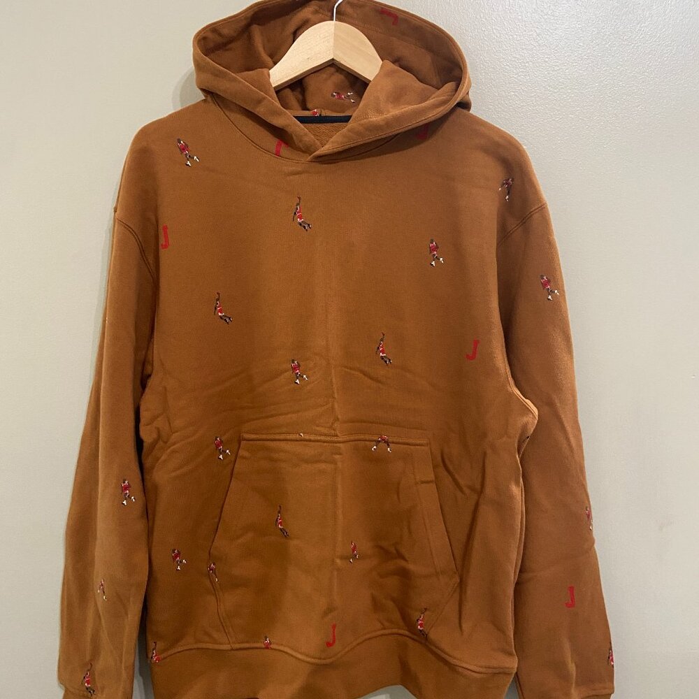 Nike Air Jordan Essential AOP Fleece Hoodie Brown DC9707-241 Men’s Size M $100